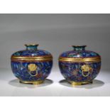 PAIR OF CLOISONNE BOWLS WITH LID