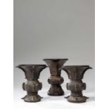 (R) THREE BRONZE GU TYPE VASES