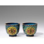 TWO CLOISONNE CUPS