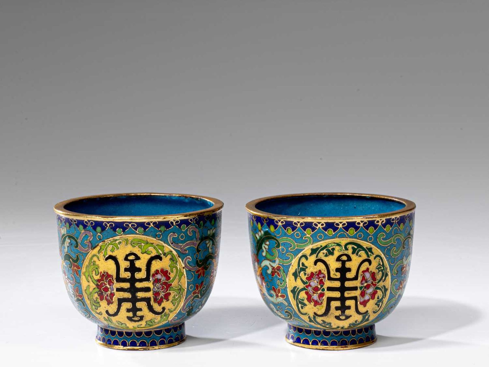 TWO CLOISONNE CUPS