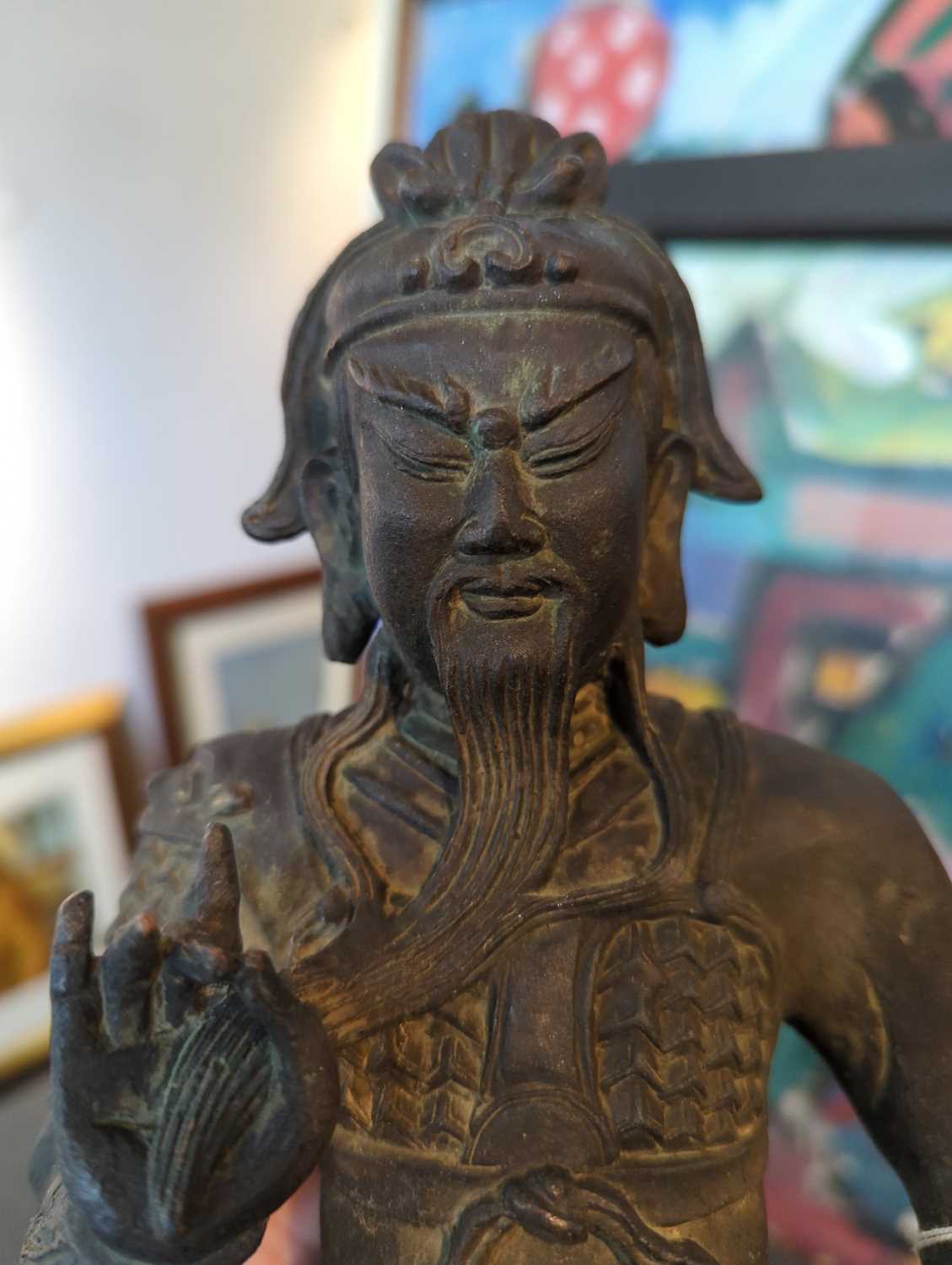 CHINESE SCULPTURE DEPICTING GUANDI , THE GOD OF WAR - Image 7 of 15