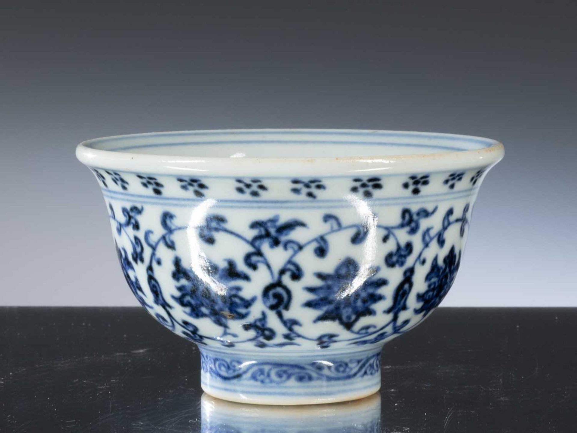 BLUE AND WHITE LOTUS BOWL