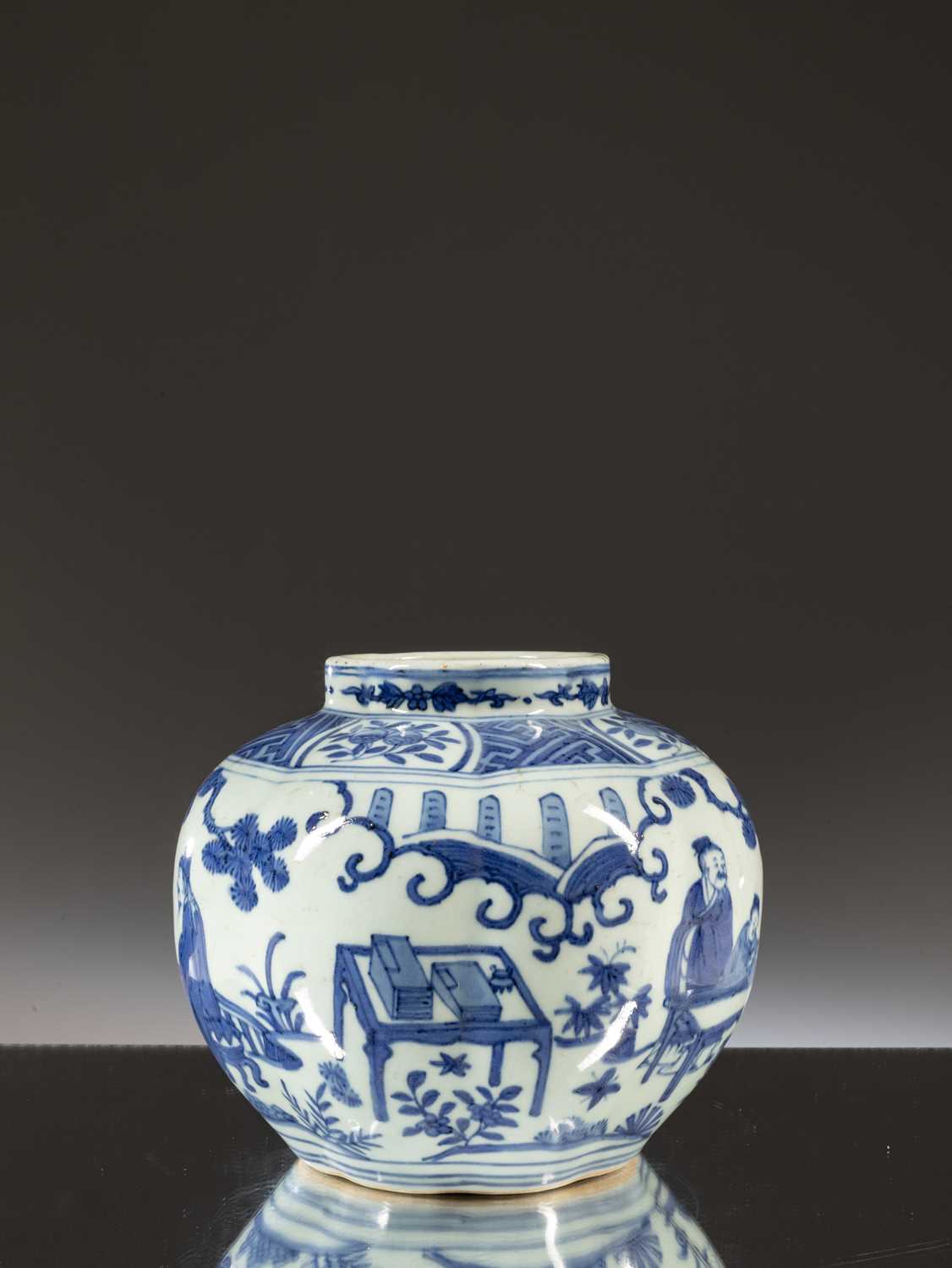 BLUE AND WHITE FIGURAL JAR - Image 2 of 12