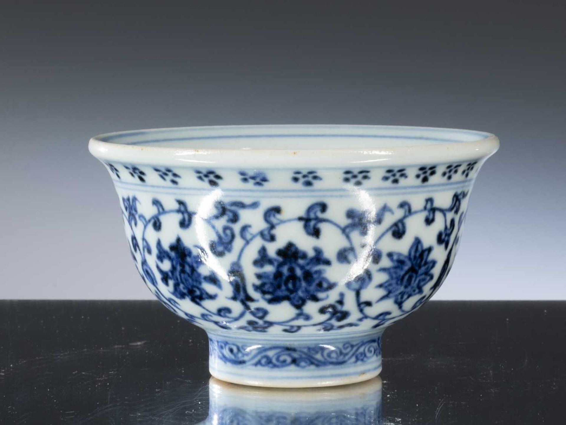 BLUE AND WHITE LOTUS BOWL - Image 2 of 12