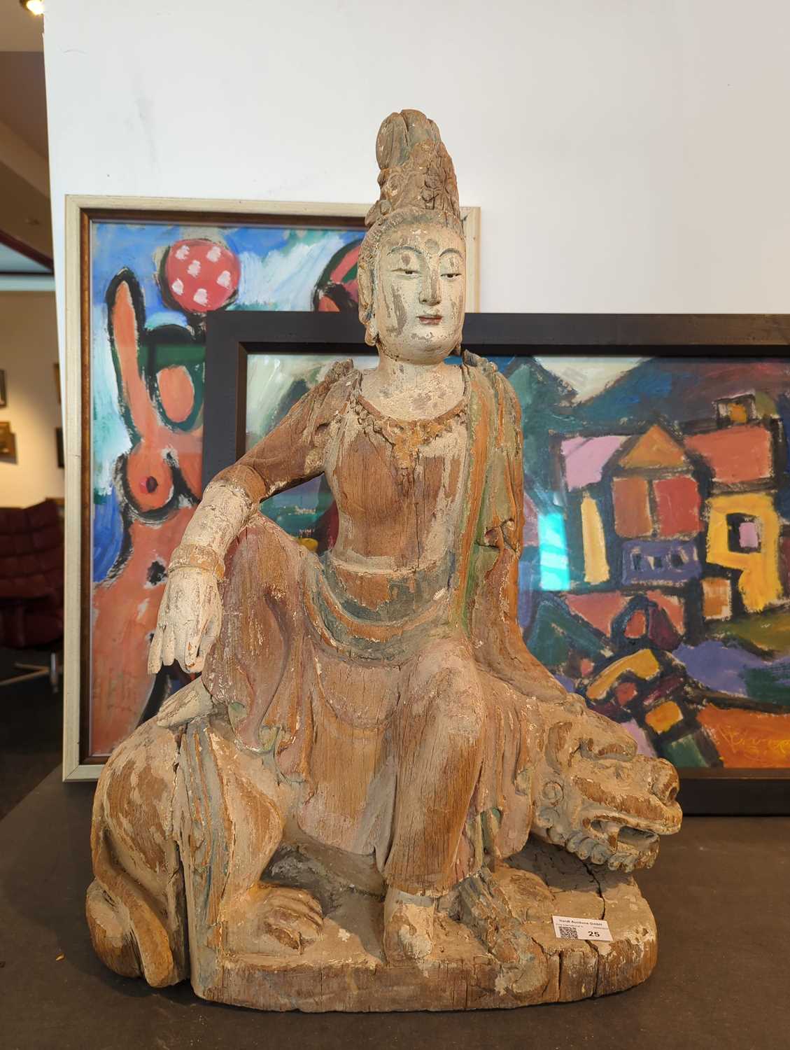 LARGE GUANYIN ON LION - Image 3 of 10