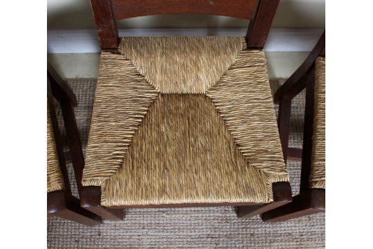 5 Oak Dining Chairs Rush Seats - Image 3 of 3