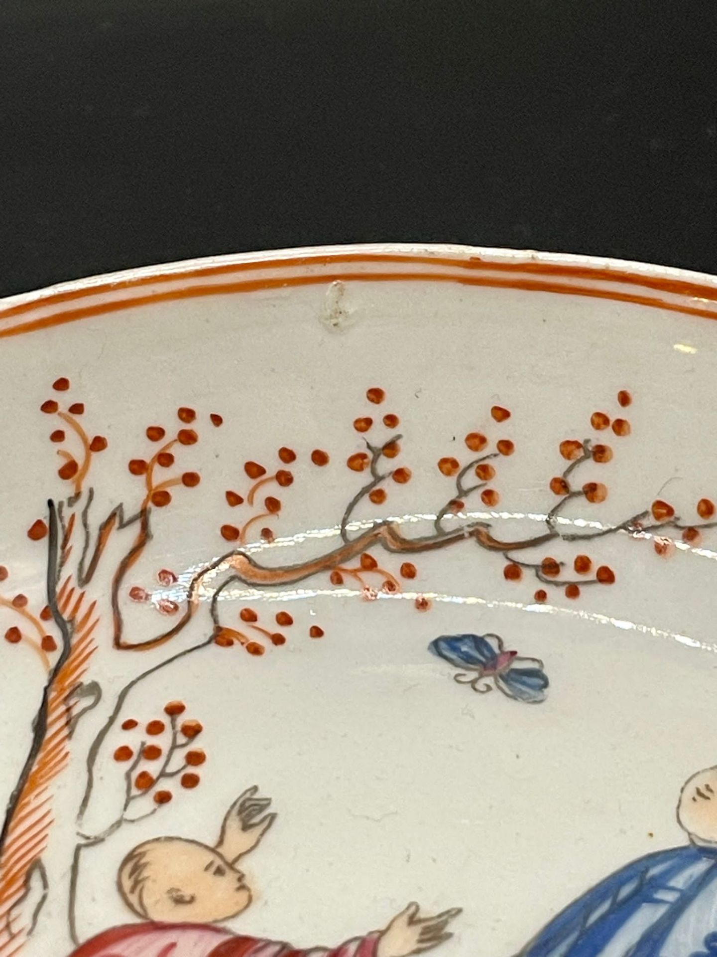 The boy and Butterfly Tea Saucers 1790-1795 one in great condition but the other slightly worn pleas - Image 8 of 18