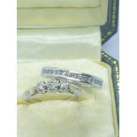 PLATINUM 950 3 STONE DIAMOND RING & PLATINUM 950 PRINCESS CUT & ROUND CUT HALF ETERNITY RING 