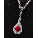 1.25CT RUBY & DIAMOND NECKLACE - 14K WHITE GOLD - 'DIAMONDS BY THE YARD' CHAIN