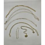 A selection of gold chains none with any hallmarks that I can see. Need to be tested.  Including a