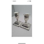 ANTIQUE SILVER COLOURED CANDLE STICKS 