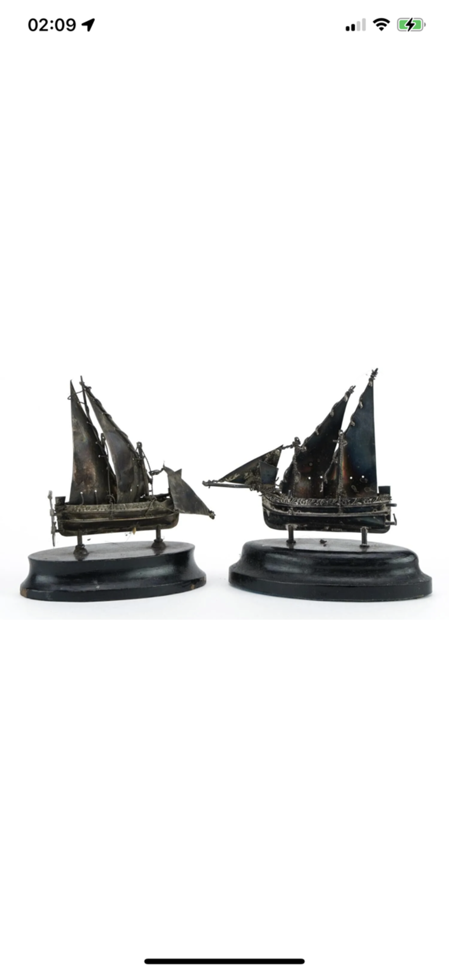 PAIR OF MALTESE SILVER 925 HALLMARKED DGHAJSA BOATS  - Image 4 of 5