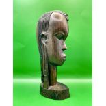 Antique Tribal African Ebony Wood Hand-carved Sculpture Head