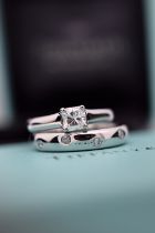 RARE & BEAUTIFUL DIAMOND TIFFANY & CO. PLATINUM BRIDAL SET "LUCIDA & ETOILE" - BOX & DIAMOND CERT