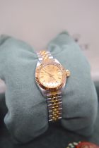 TUDOR LADIES 23MM CHAMPAGNE BICOLOUR GOLD AND STEEL REF. 92313 WRISTWATCH (VERY GOOD ORIG CONDITION)