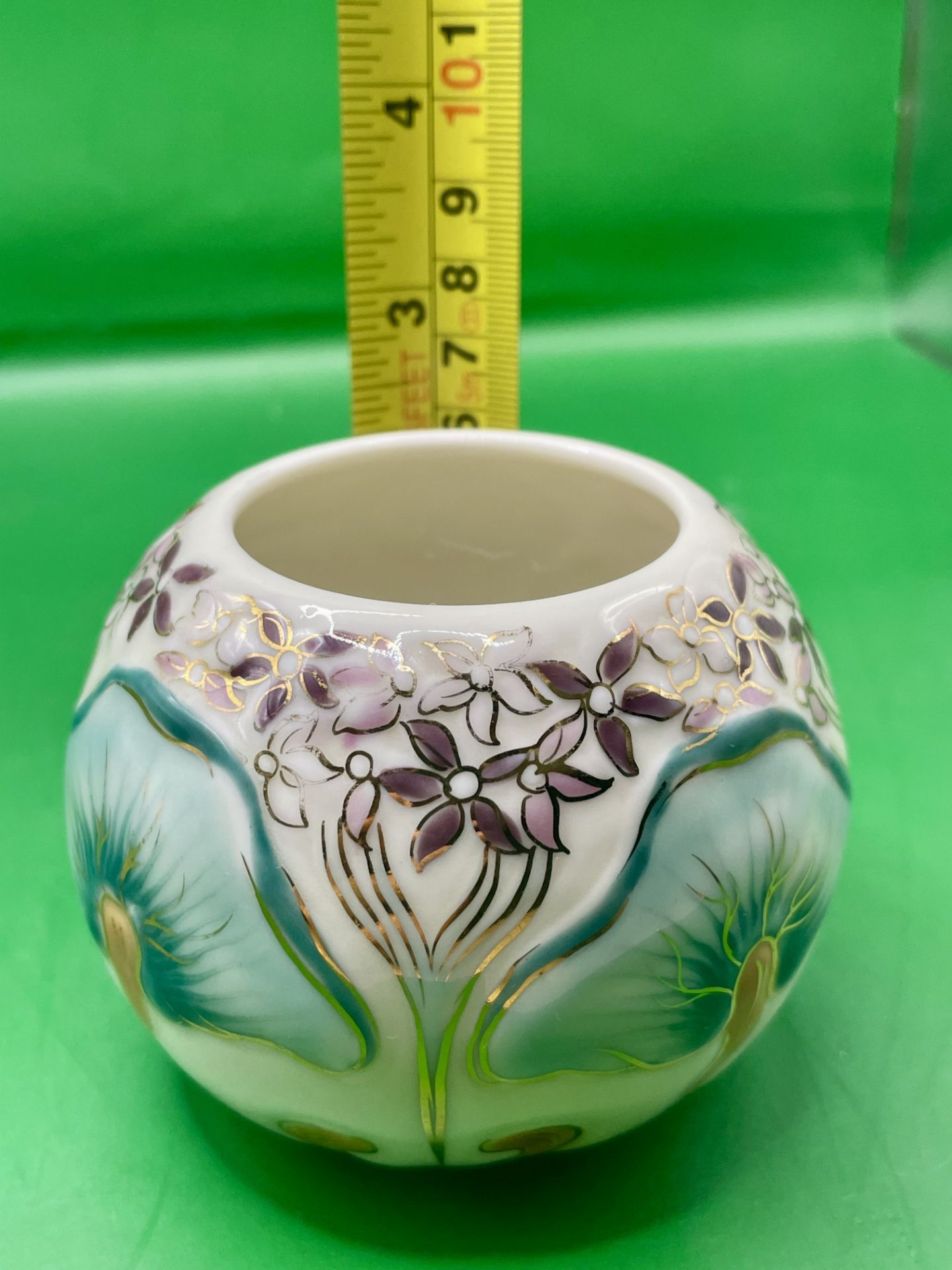 Zsolnay hand painted bud vase, a small decorative item with a unique decoration, marked on the base, - Image 4 of 7