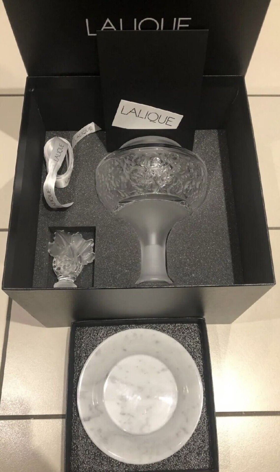 Lalique Versailles Decanter & Marble Base Numbered Edition Frosted Crystal Clear - Image 2 of 4