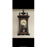 Junkard German 1890s-1920s chiming clock with musical cylinder movement. Has pendulum and key. Seems