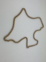 APPROX 20" TRIPLE BELCHER GOLD COLOURED CHAIN APPROX 27 GRAMS - TESTED AS AT LEAST 9ct GOLD