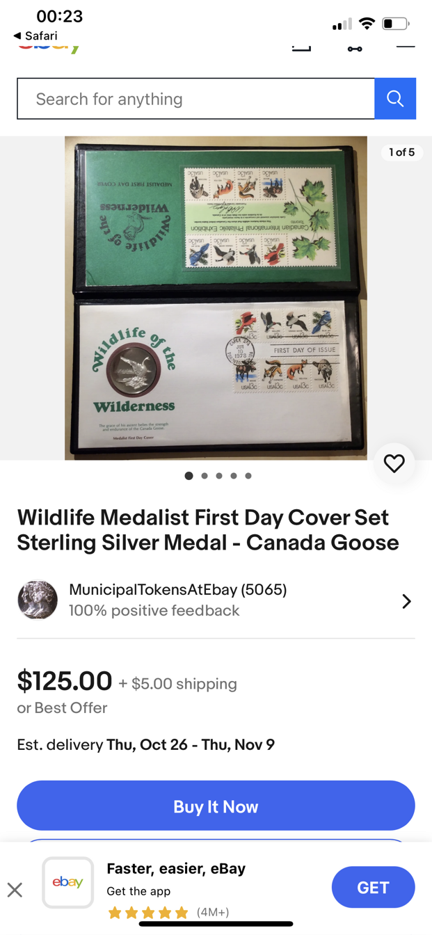 WILDLIFE MEDALIST FIRST DAY COVER STERLING SILVER MEDAL CANADA GOOSE 1978 - Image 2 of 4