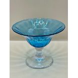 Stunning Venetian blue glass bowl on pedestal signed to base please see photos. 