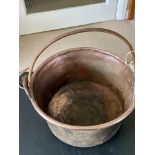 18th century Large copper with iron handle cauldron.  see photos 