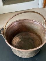 18th century Large copper with iron handle cauldron. see photos