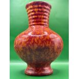 Lovely 1920s Ceramic possibly German Vase with amazing deep orange effect/design.