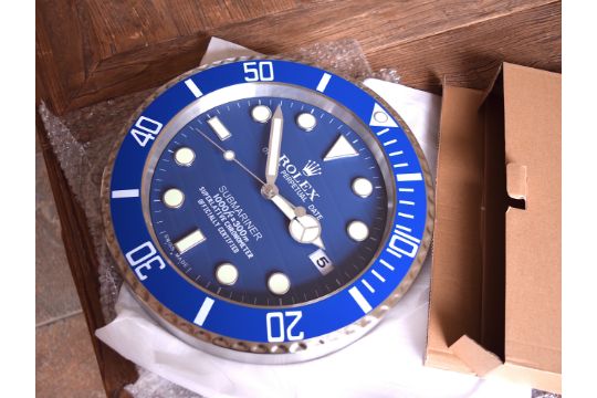 ROLEX SUBMARINER WALL CLOCK - BLUE "SMURF" EDITION (13 INCH DIAMETER) - Image 7 of 9