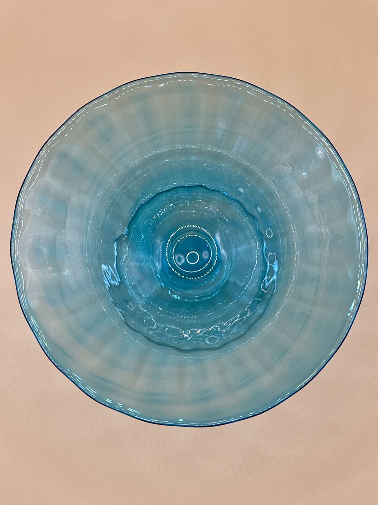 Stunning Venetian blue glass bowl on pedestal signed to base please see photos.  - Image 3 of 8