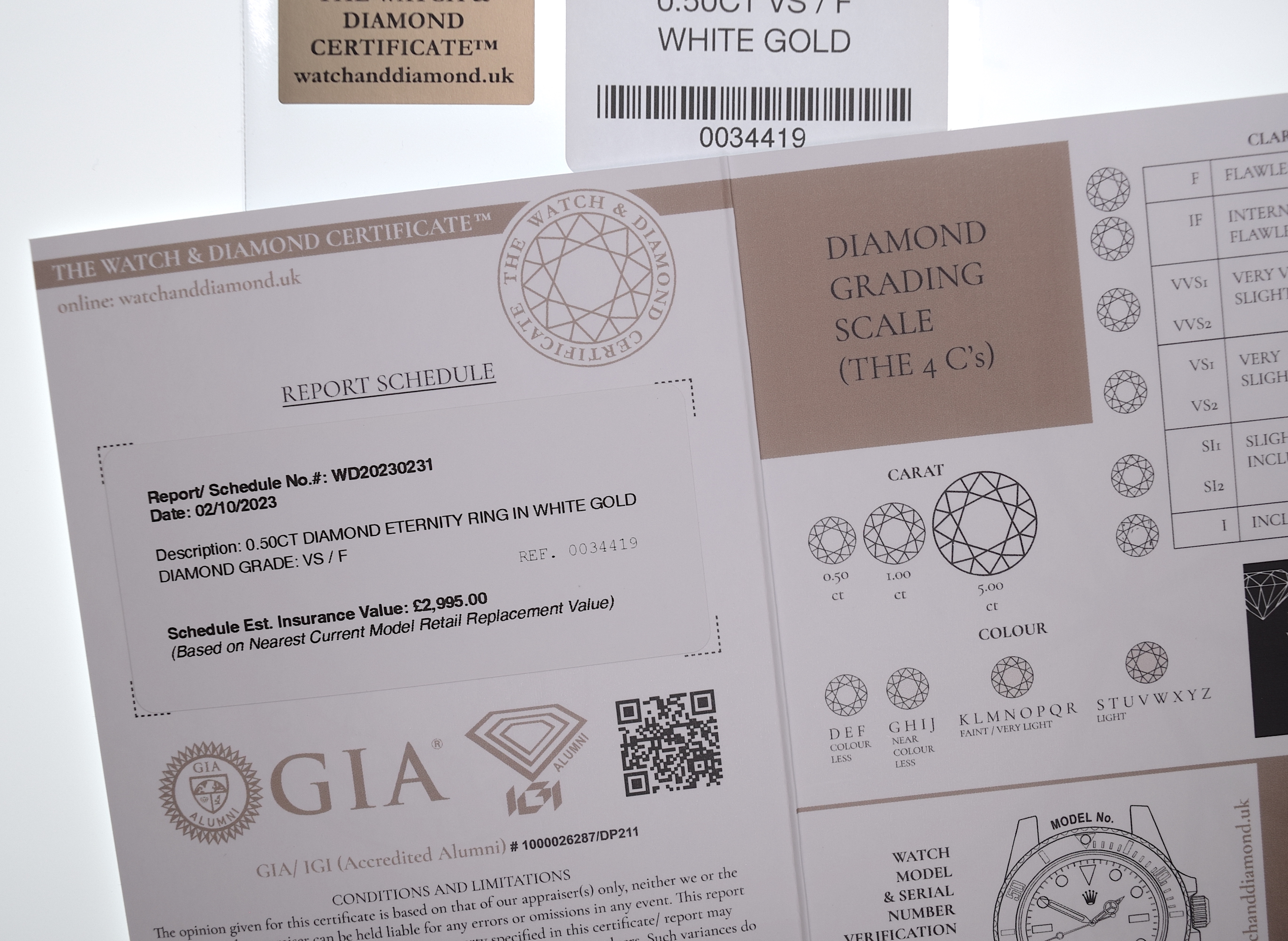 DIAMOND VS / F 0.50CT ETERNITY RING IN WHITE GOLD (£2,995.00 CERT & BOX) - Image 7 of 7