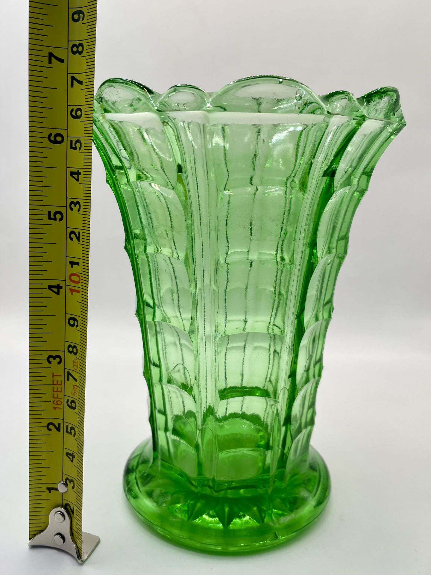 Art deco green Uranium glass Vase - Image 5 of 5