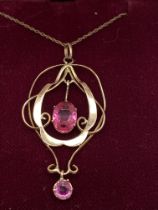 9CT ROSE GOLD ART NOUVEAU STYLE PENDANT AND CHAIN