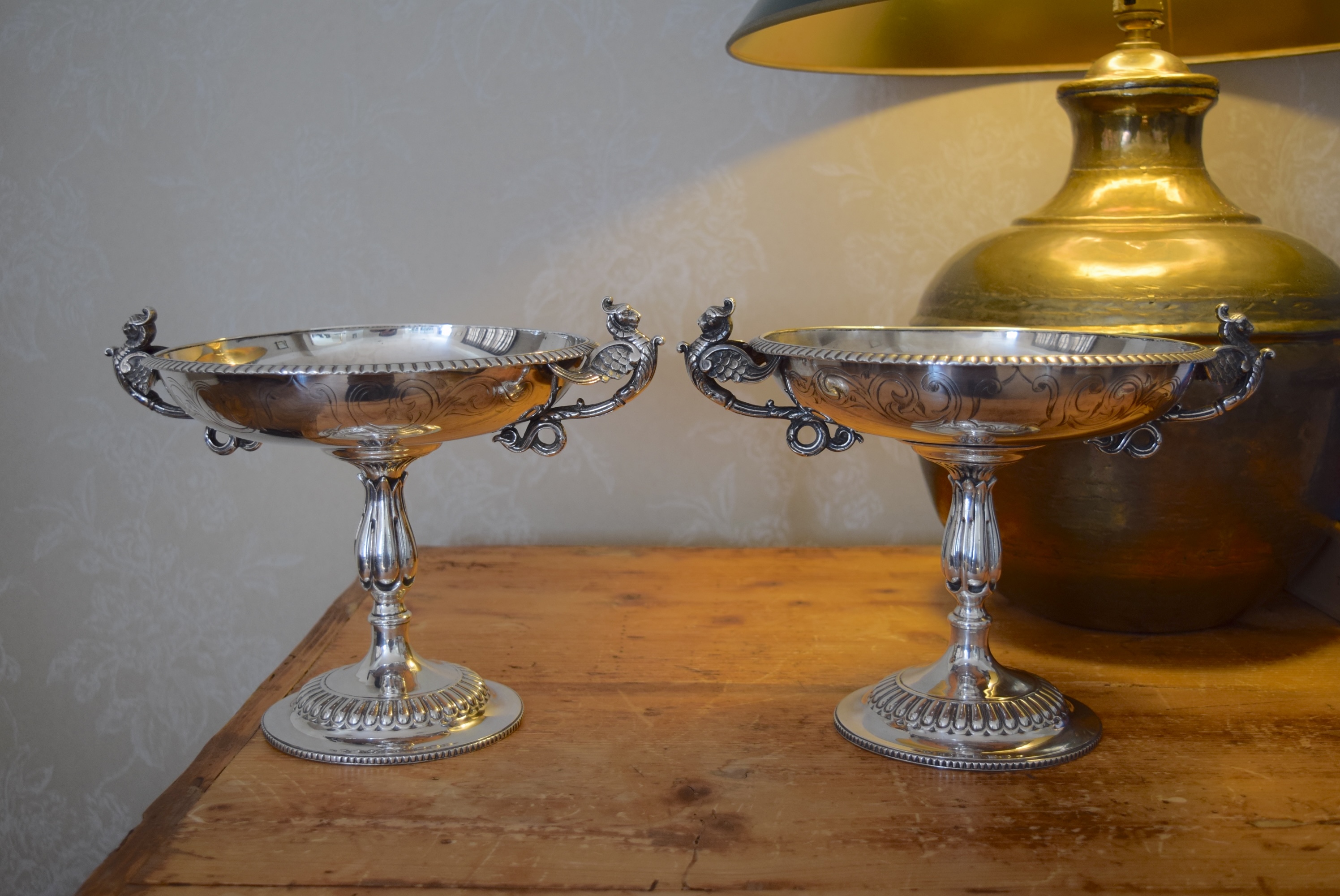 BEAUTIFUL VICTORIAN SILVER TAZZAS LARGE SIZE - APPROX. 850G (GRAMS) EACH - 95% PURE SILVER (AG)