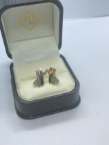 9ct GOLD DIAMOND KISS EARRINGS WEIGHT APPROX. 2.5g