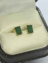 2.00ct COLUMBIAN EMERALD EARRINGS SET IN GOLD VERMAIL