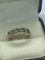 9ct YELLOW GOLD EMERALD AND DIAMOND RING APPROX. N 1/2 APPROX. 2.3g