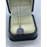 9ct WHITE GOLD TANZANITE SET PENDANT WITH 9ct CHAIN APPROX. LENGTH 18' APPROX. WEIGHT 2.28g 