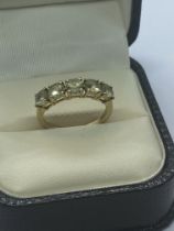 9ct YELLOW GOLD 5 STONE ALEXANDRITE SET RING APPROX. WEIGHT 2.4g APPROX. SIZE L 1/2