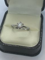 SINGLE STONE RING SET IN WHITE METAL MARKED 10kt APPROX. RING SIZE R AND APPROX. WEIGHT 1.55g