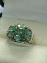 9ct YELLOW GOLD 2.50ct ZAMBIAN EMERALD AND DIAMOND RING APPROX. WEIGHT 3.06g APPROX. SIZE L 1/2