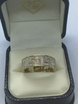 GENTS 9CT YELLOW GOLD 1.00ct DIAMOND PAVE SET GREEK KEY APPROX. WEIGHT 7.50g AND RING SIZE W