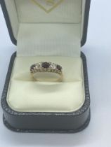 VINTAGE ORNATE 9ct GOLD GARNET SET RING WEIGHT APPROX. 2.74g APPROX. SIZE M