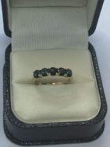 9ct YELLOW GOLD 5 STONE SAPPHIRE AND DIAMOND RING APPROX. WEIGHT 1.8g APPROX. SIZE O