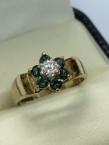 9ct YELLOW GOLD EMERALD AND 0.20ct DIAMOND RING APPROX. WEIGHT 2.95g APPROX. RING SIZE N