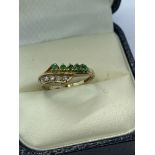 9ct YELLOW GOLD EMERALD AND DIAMOND RING APPROX. WEIGHT 1.71g APPROX. SIZE N
