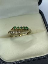 9ct YELLOW GOLD EMERALD AND DIAMOND RING APPROX. WEIGHT 1.71g APPROX. SIZE N