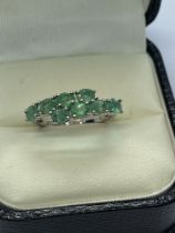 EMERALD RING SET IN 925 MARKED APPROX. WEIGHT 1.96g APPROX. SIZE L