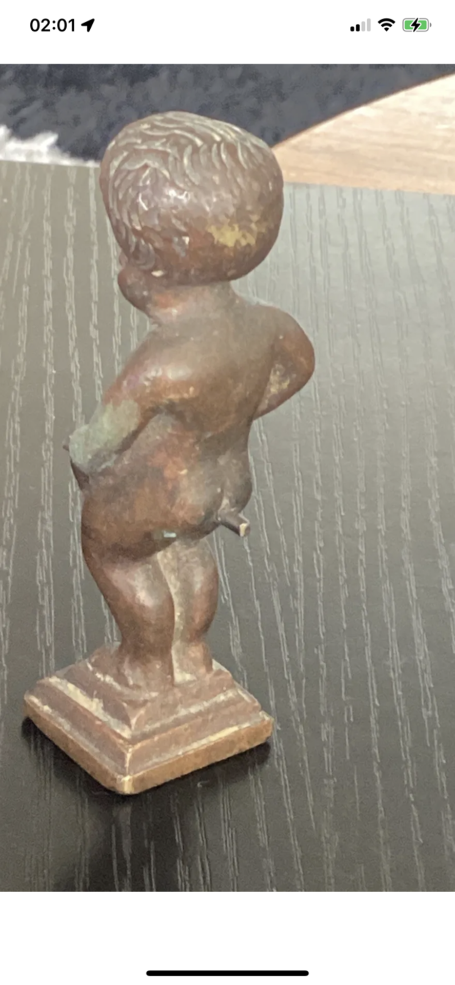 SMASLL ANTIQUE BRONZE CHERUB WITH SPOUT - Image 6 of 7