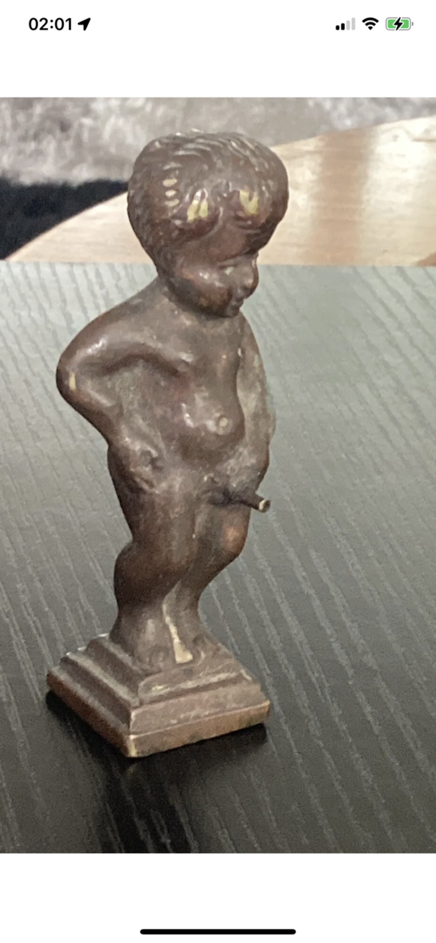 SMASLL ANTIQUE BRONZE CHERUB WITH SPOUT - Image 3 of 7